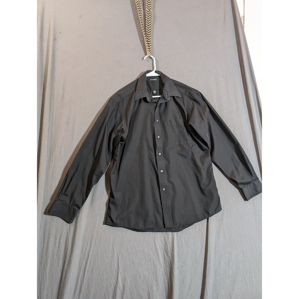 George Men's Casual‎ Black Long Sleeve Button Down Classic Fit M